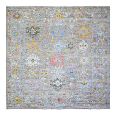 Oushak And Peshawar Wool Hand Knotted Rug Grey Gray 11.9X12.0 -O073285
