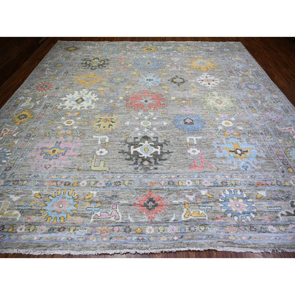 Oushak And Peshawar Wool Hand Knotted Rug Grey Gray 11.9X12.0 -O073285