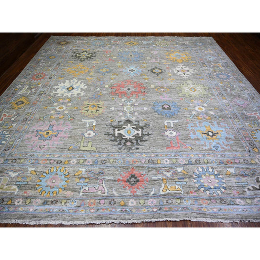 Oushak And Peshawar Wool Hand Knotted Rug Grey Gray 11.9X12.0 -O073285