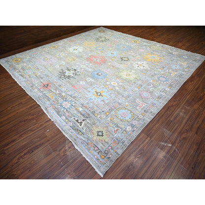 Oushak And Peshawar Wool Hand Knotted Rug Grey Gray 11.9X12.0 -O073285