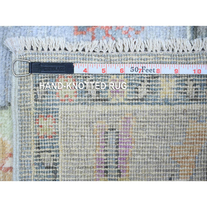 Oushak And Peshawar Wool Hand Knotted Rug Grey Gray 4.1X11.8 -O073291