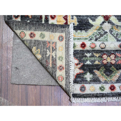 Oushak And Peshawar Wool Hand Knotted Rug Black Black 4.4X9.6 -O073295