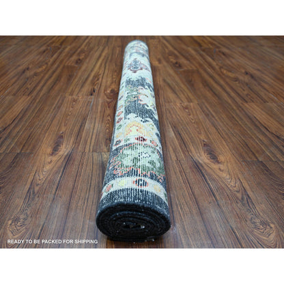Oushak And Peshawar Wool Hand Knotted Rug Black Black 4.4X9.6 -O073295