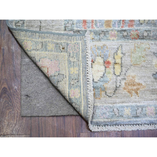 Oushak And Peshawar Wool Hand Knotted Rug Grey Gray 4.0X11.7 -O073296