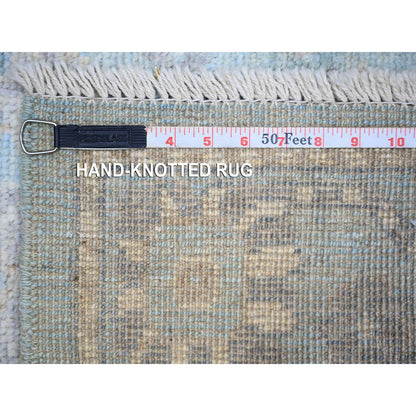 Oushak And Peshawar Wool Hand Knotted Rug Blue Blue 4.0X10.1 -O073297
