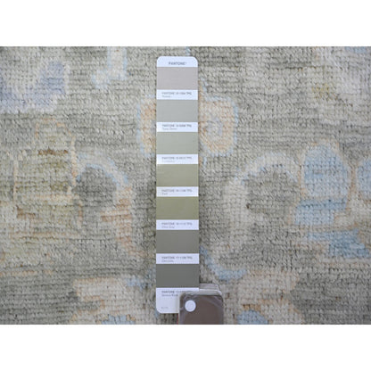 Oushak And Peshawar Wool Hand Knotted Rug Grey Gray 3.0X15.9 -O073300