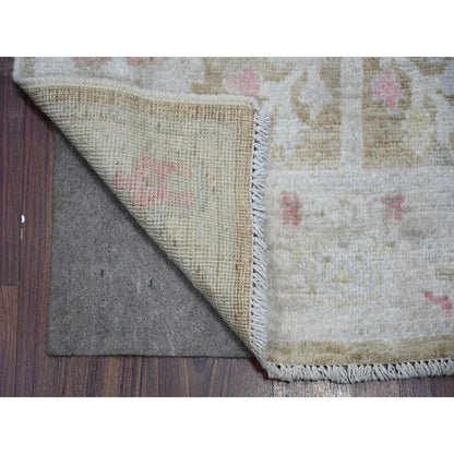 Oushak And Peshawar Wool Hand Knotted Rug Brown Light Blue 2.9X19.0 -O073305