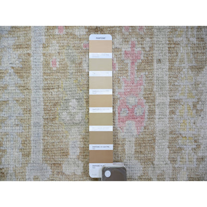 Oushak And Peshawar Wool Hand Knotted Rug Brown Light Blue 2.9X19.0 -O073305