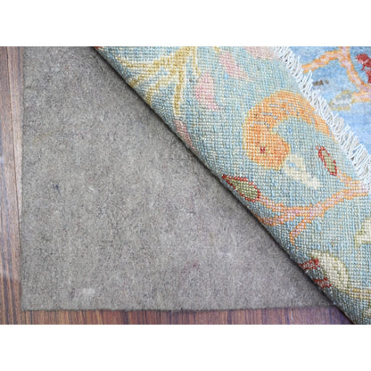 Oushak And Peshawar Wool Hand Knotted Rug Blue No Border 8.0X8.3 -O073324