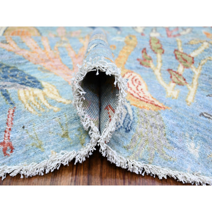 Oushak And Peshawar Wool Hand Knotted Rug Blue No Border 8.0X8.3 -O073324