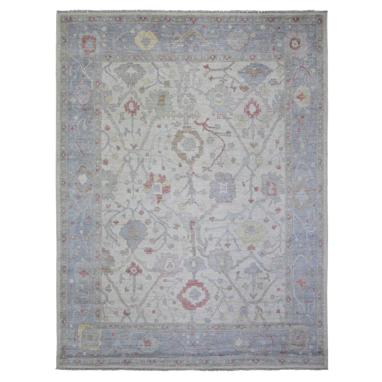 Ivory 8'10" x 11'8" Oushak And Peshawar Hand knotted Wool Rug - Sku: O073360