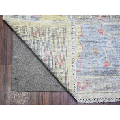 Oushak And Peshawar Wool Hand Knotted Rug Ivory Blue 8.10X11.8 -O073360