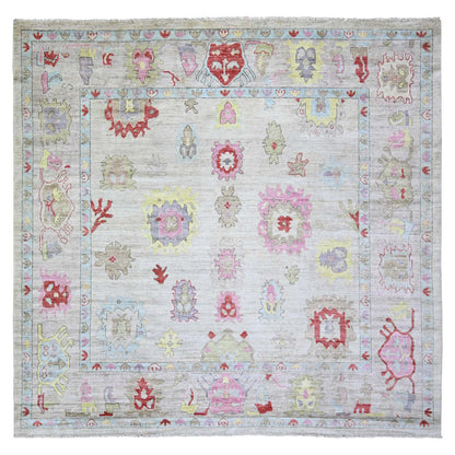 Oushak And Peshawar Wool Hand Knotted Rug Grey Light Gray 9.9X9.7 -O073365