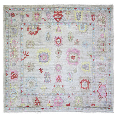 Oushak And Peshawar Wool Hand Knotted Rug Grey Light Gray 9.9X9.7 -O073365