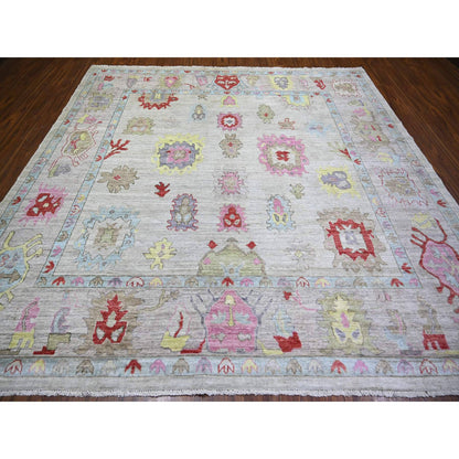 Oushak And Peshawar Wool Hand Knotted Rug Grey Light Gray 9.9X9.7 -O073365