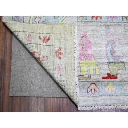 Oushak And Peshawar Wool Hand Knotted Rug Grey Light Gray 9.9X9.7 -O073365