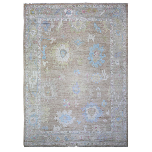 Oushak And Peshawar Wool Hand Knotted Rug Brown Gray 10.1X13.9 -O073382