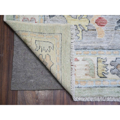 Oushak And Peshawar Wool Hand Knotted Rug Green Light Gray 11.6X15.7 -O073383