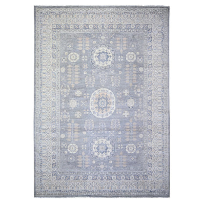 Oushak And Peshawar Wool Hand Knotted Rug Grey Ivory 10.0X14.1 -O073397