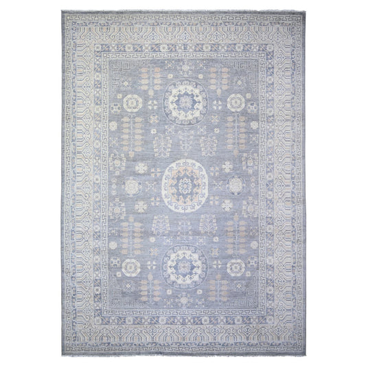 Oushak And Peshawar Wool Hand Knotted Rug Grey Ivory 10.0X14.1 -O073397