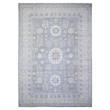 Oushak And Peshawar Wool Hand Knotted Rug Grey Ivory 10.0X14.1 -O073397