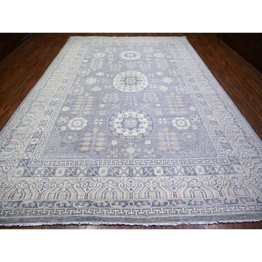 Oushak And Peshawar Wool Hand Knotted Rug Grey Ivory 10.0X14.1 -O073397
