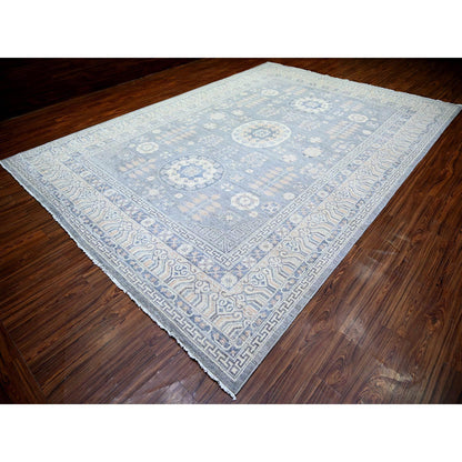 Oushak And Peshawar Wool Hand Knotted Rug Grey Ivory 10.0X14.1 -O073397