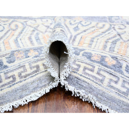 Oushak And Peshawar Wool Hand Knotted Rug Grey Ivory 10.0X14.1 -O073397