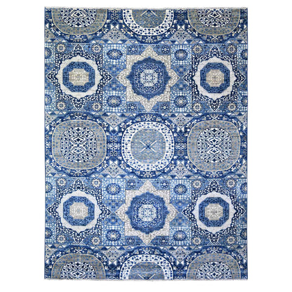 Oushak And Peshawar Wool Hand Knotted Rug Blue No Border 8.10X11.8 -O073402