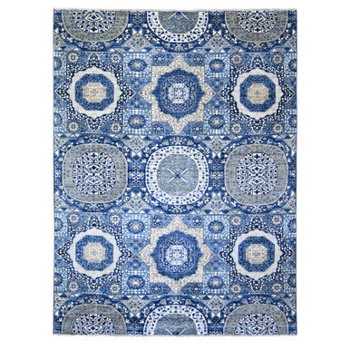 Oushak And Peshawar Wool Hand Knotted Rug Blue No Border 8.10X11.8 -O073402