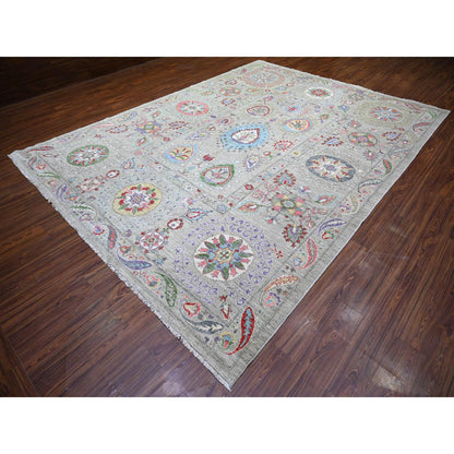 Oushak And Peshawar Wool Hand Knotted Rug Beige Beige 9.0X12.2 -O073403