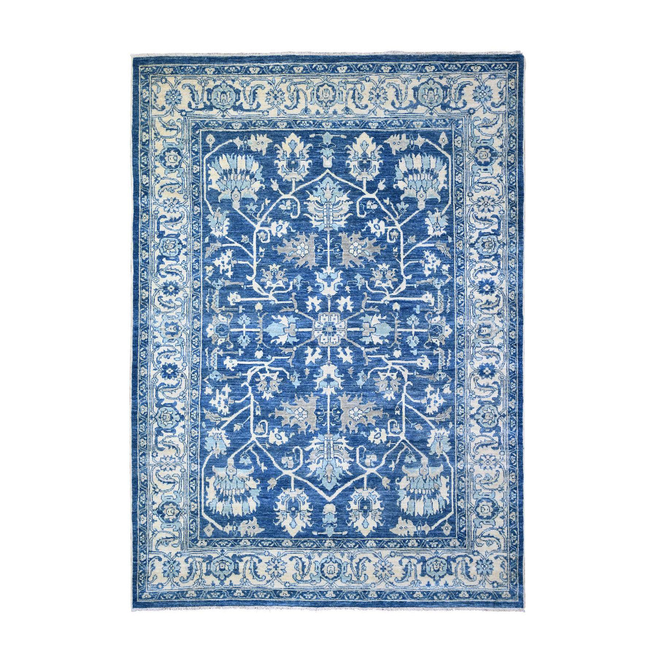 Ivory 6'1" x 8'6" Oushak And Peshawar Hand knotted Wool Rug - Sku: O073404