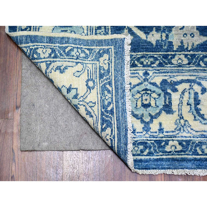 Oushak And Peshawar Wool Hand Knotted Rug Blue Ivory 6.1X8.6 -O073404