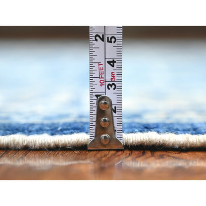 Oushak And Peshawar Wool Hand Knotted Rug Blue Ivory 6.1X8.6 -O073404