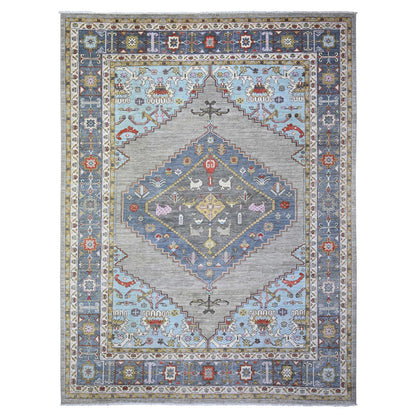 Oushak And Peshawar Wool Hand Knotted Rug Grey Blue 8.8X11.7 -O073406