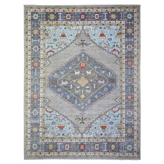 Oushak And Peshawar Wool Hand Knotted Rug Grey Blue 8.8X11.7 -O073406