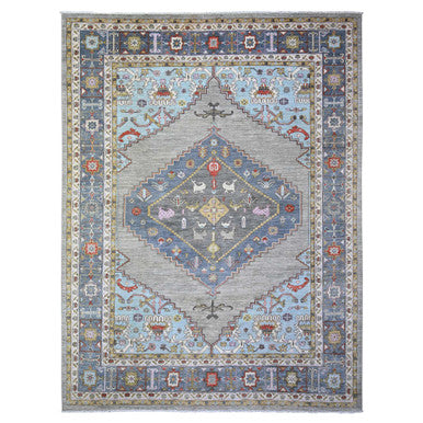 Oushak And Peshawar Wool Hand Knotted Rug Grey Blue 8.8X11.7 -O073406
