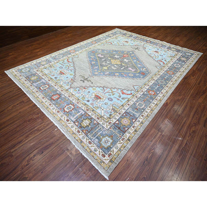Oushak And Peshawar Wool Hand Knotted Rug Grey Blue 8.8X11.7 -O073406