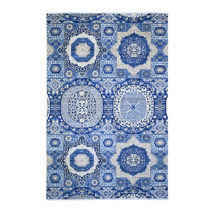 Oushak And Peshawar Wool Hand Knotted Rug Blue No Border 5.7X9.2 -O073407