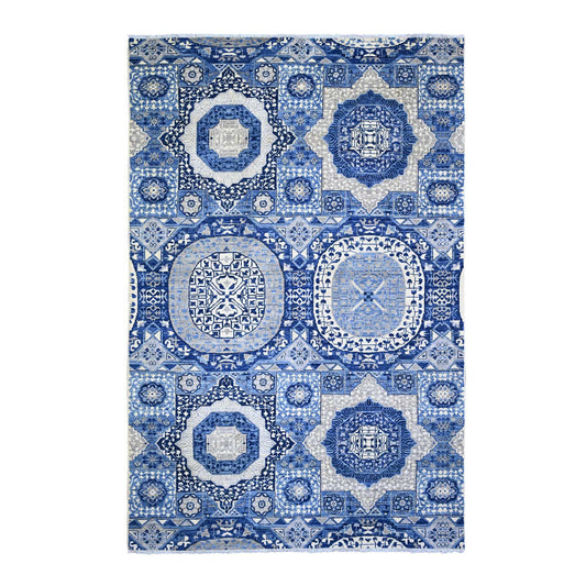 Oushak And Peshawar Wool Hand Knotted Rug Blue No Border 5.7X9.2 -O073407