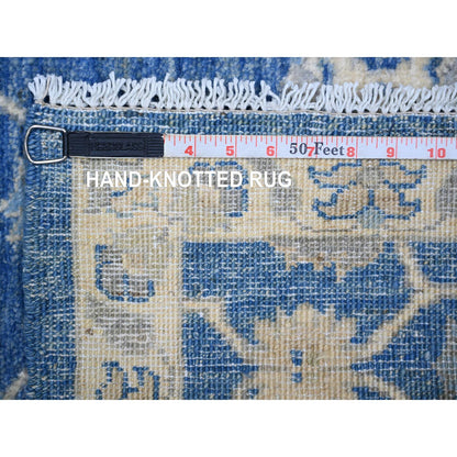 Oushak And Peshawar Wool Hand Knotted Rug Blue Ivory 2.8X11.8 -O073412