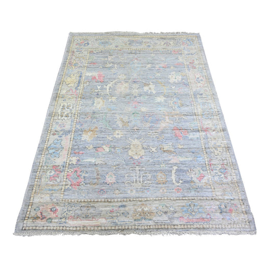 Oushak And Peshawar Wool Hand Knotted Rug Grey Gray 4.2X6.0 -O073416