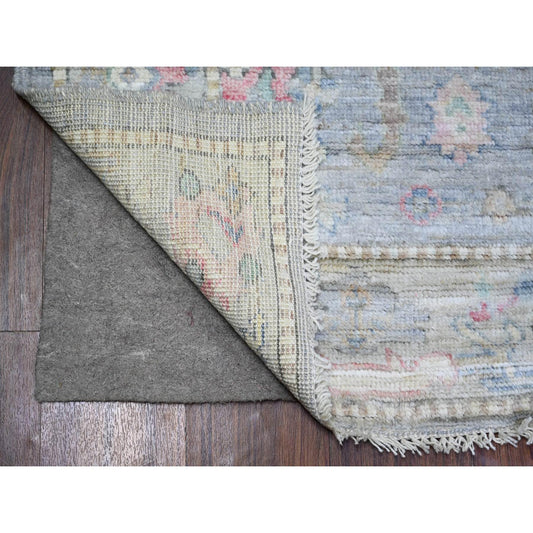 Oushak And Peshawar Wool Hand Knotted Rug Grey Gray 4.2X6.0 -O073416