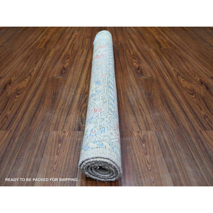 Oushak And Peshawar Wool Hand Knotted Rug Grey Light Gray 4.0X5.9 -O073417