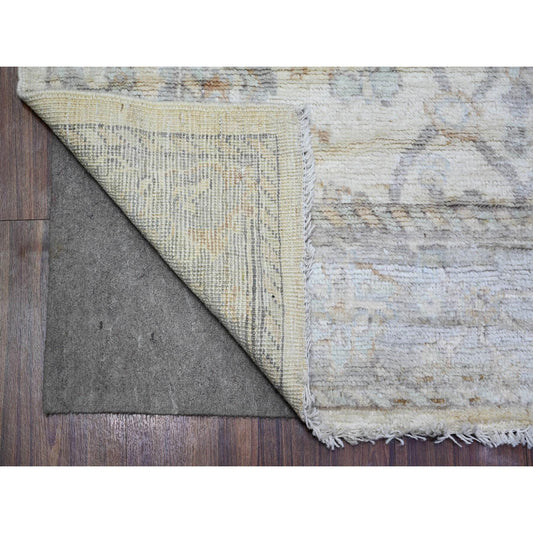 Oushak And Peshawar Wool Hand Knotted Rug Ivory Gray 4.0X6.1 -O073420