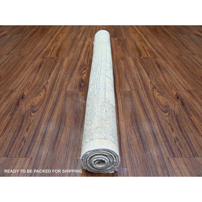 Oushak And Peshawar Wool Hand Knotted Rug Ivory Gray 4.0X6.1 -O073420