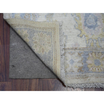 Oushak And Peshawar Wool Hand Knotted Rug Ivory Gray 2.8X17.3 -O073433