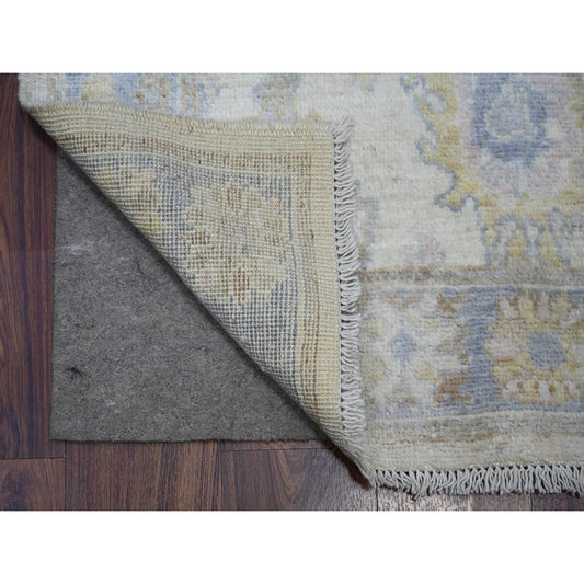 Oushak And Peshawar Wool Hand Knotted Rug Ivory Gray 2.8X17.3 -O073433