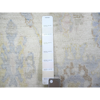 Oushak And Peshawar Wool Hand Knotted Rug Ivory Gray 2.8X17.3 -O073433