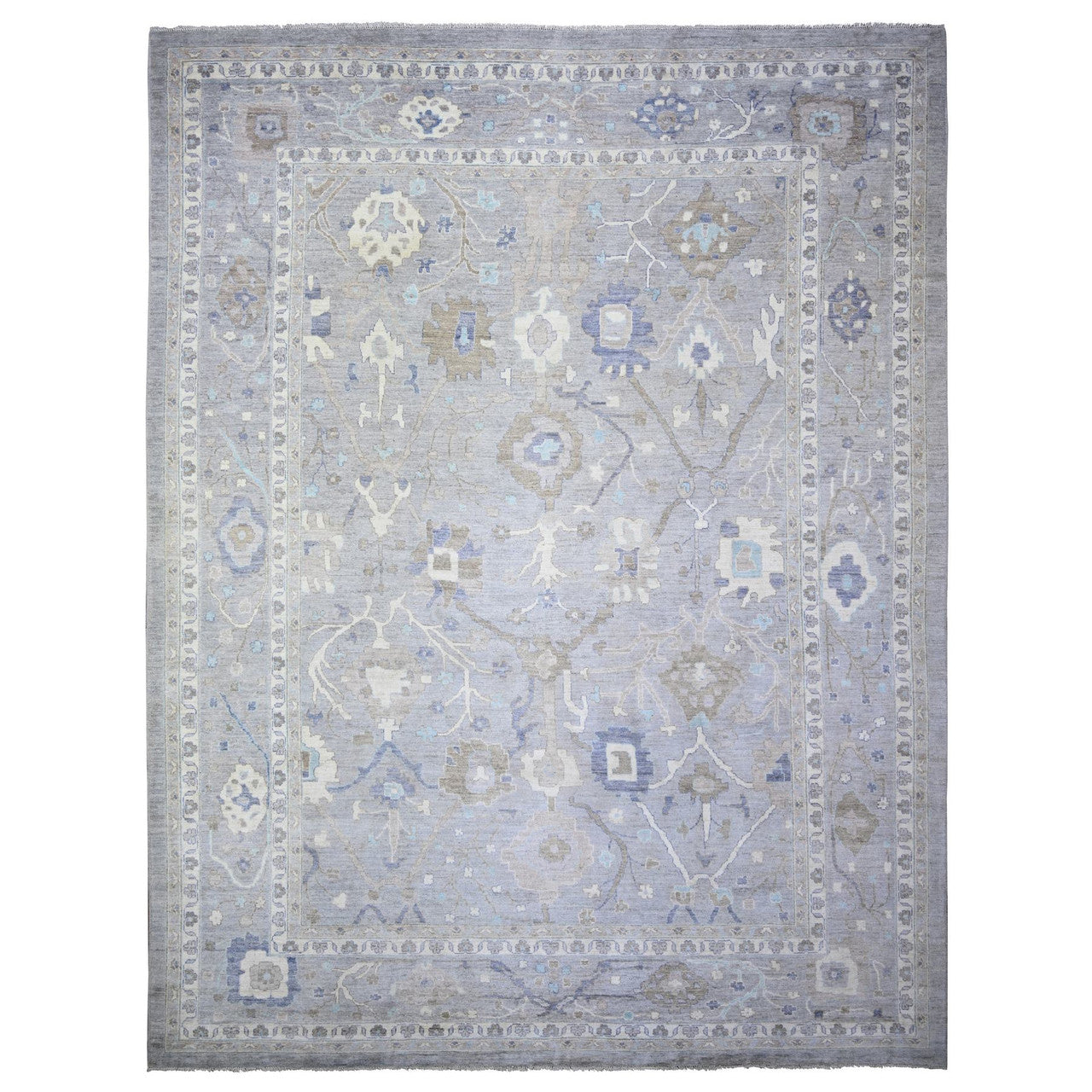Gray 12'0" x 15'6" Oushak And Peshawar Hand knotted Wool Rug - Sku: O073447